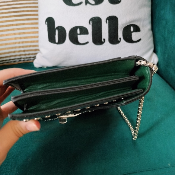 Teal Faux Suede Stud Sling Bag - Picture 7 of 16